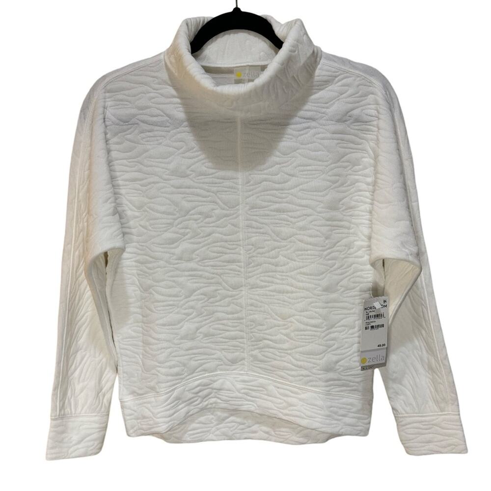 Zella Girl Kids' Carey Quilted Funnel Neck Pullover - Ivory Size XL